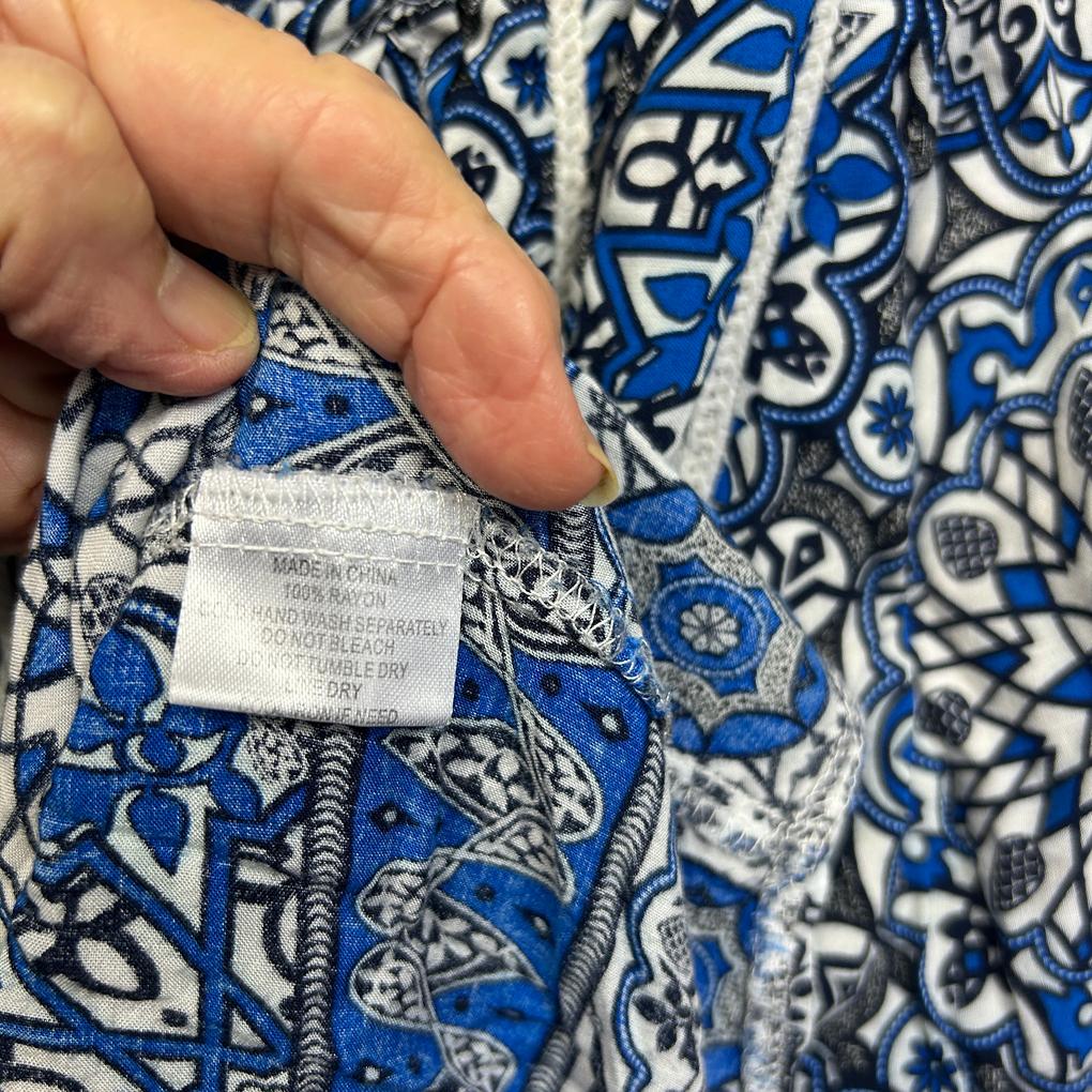 Quelque Blue Print Top - Size 16
