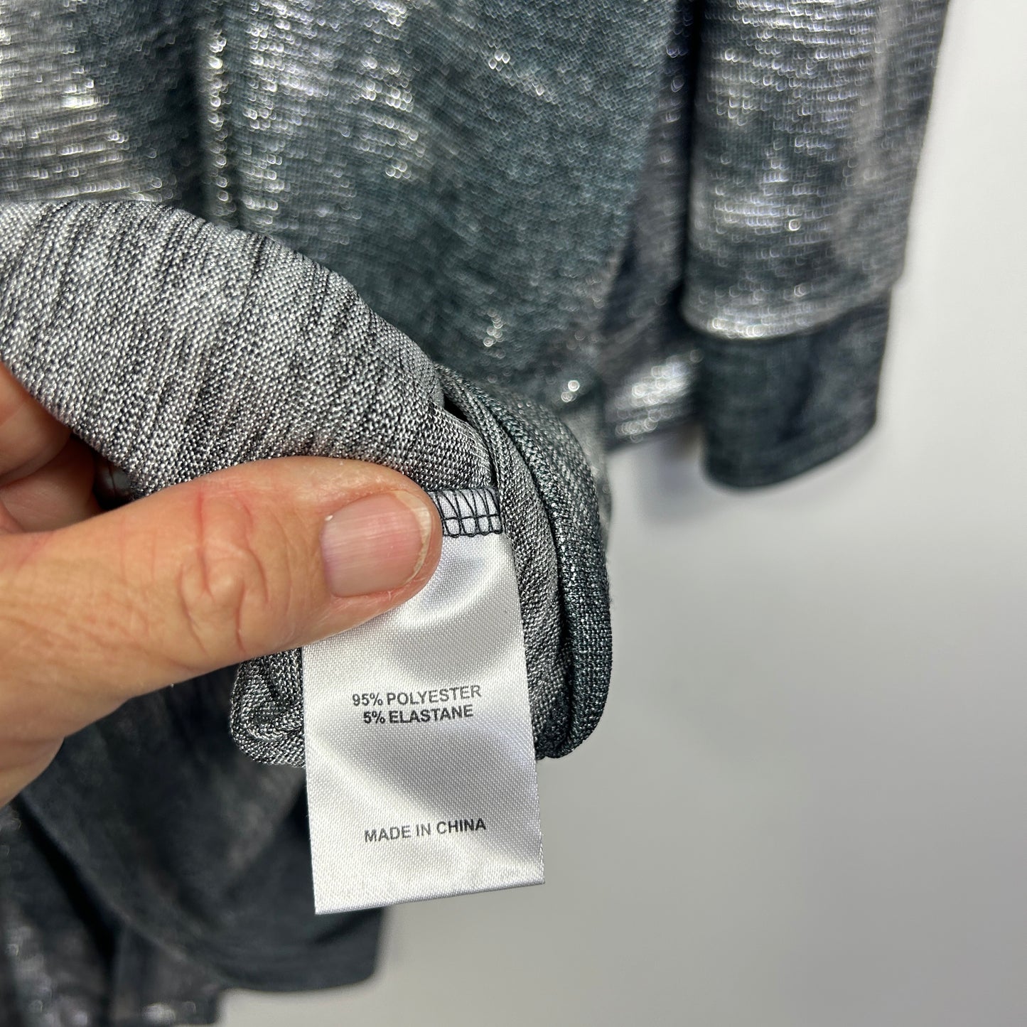 Virtuelle Black Silver Metallic Cold Shoulder Top - Size 18/M