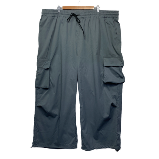 Cargo Pants Mens 5XL Grey Drawstring Polyester Pockets