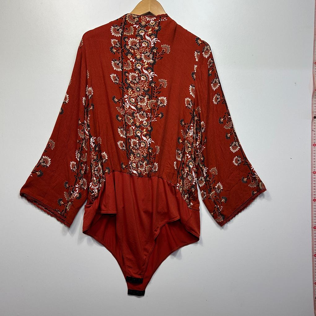 City Chic Rust Print Top Bodysuit - Size 20/L
