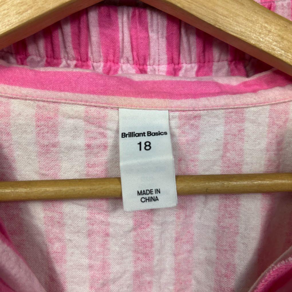 Brilliant Basics Pink Stripe Cotton PJ Set - Size 18