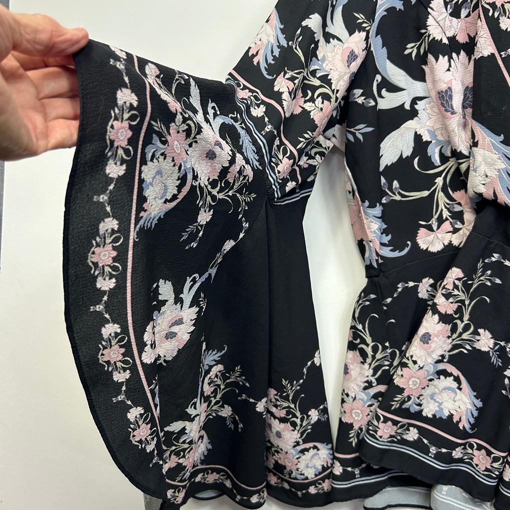 City Chic Black Floral Top - Size 18/M