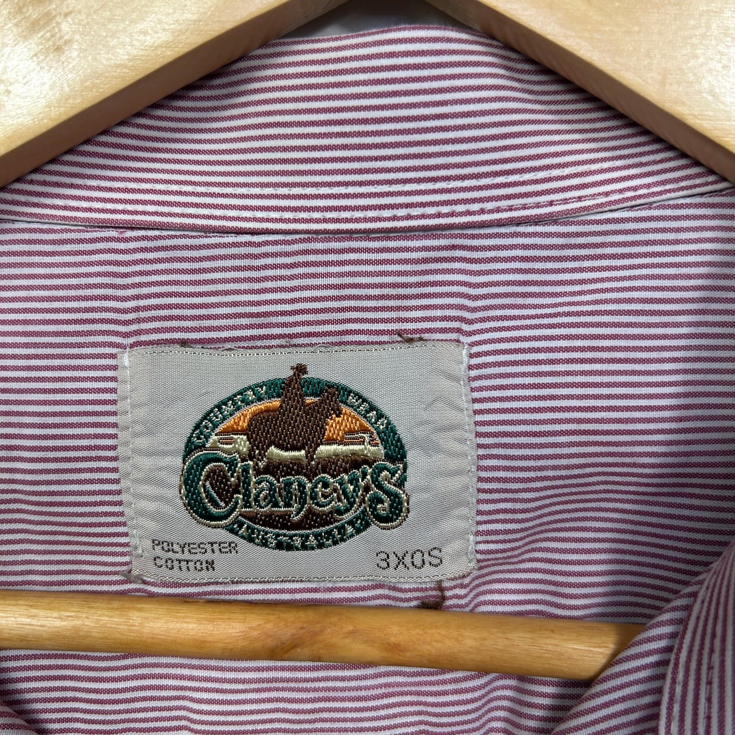 Vintage Claney's Pink White Striped Mens Shirt - Size 3XL