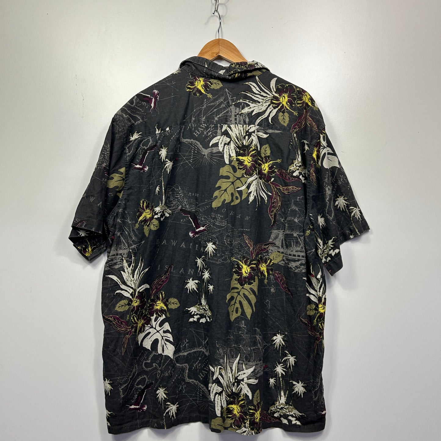 Mr Big Black Tropical Print Shirt - Size 6XL