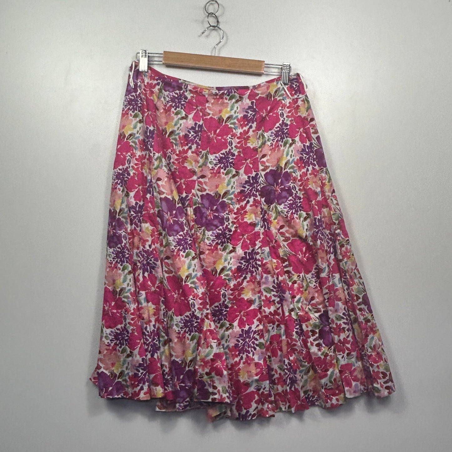 Jump Pink and Purple Floral A-Line Skirt - Size 12