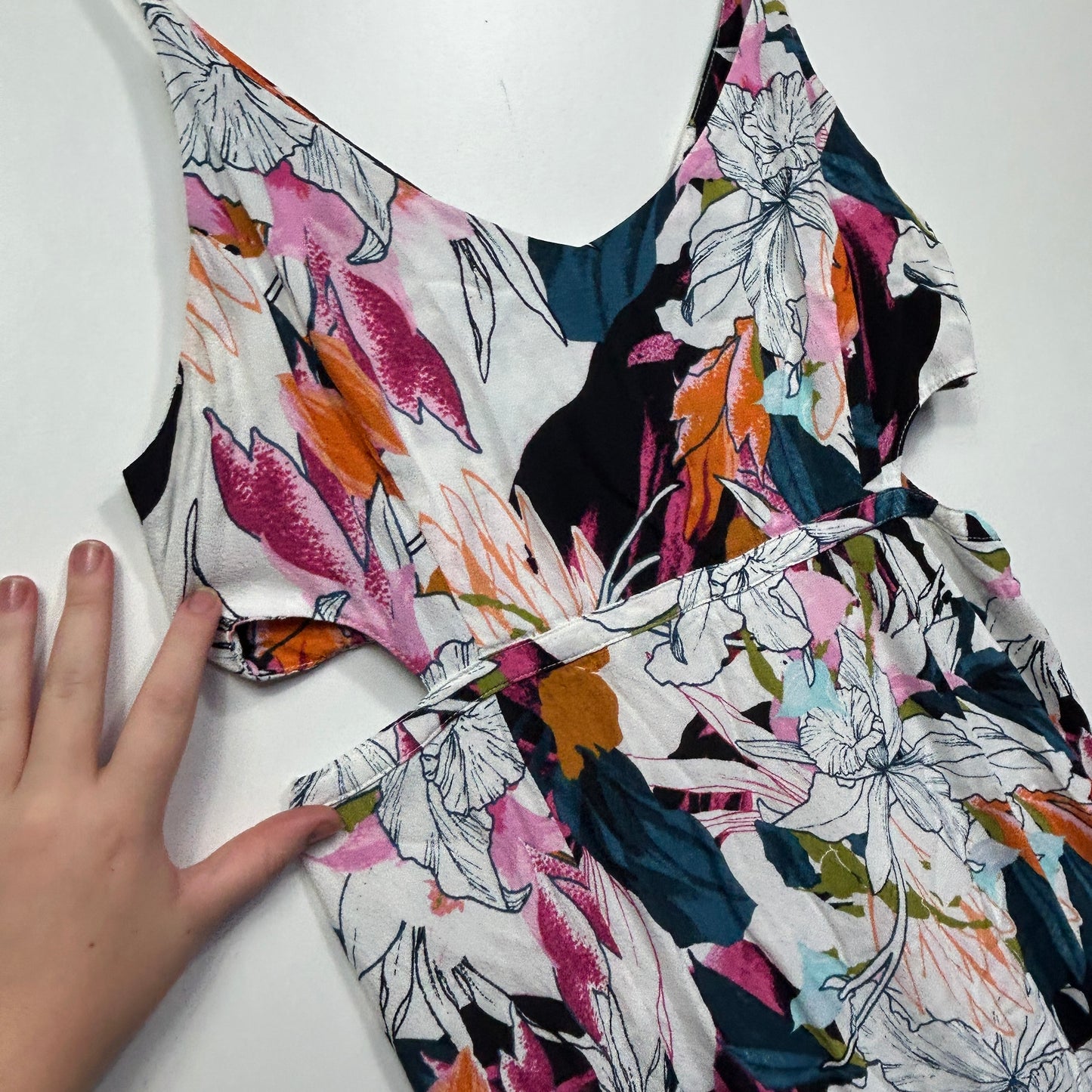 Sportsgirl Floral Maxi Dress with Waist Cut Out - Size 14