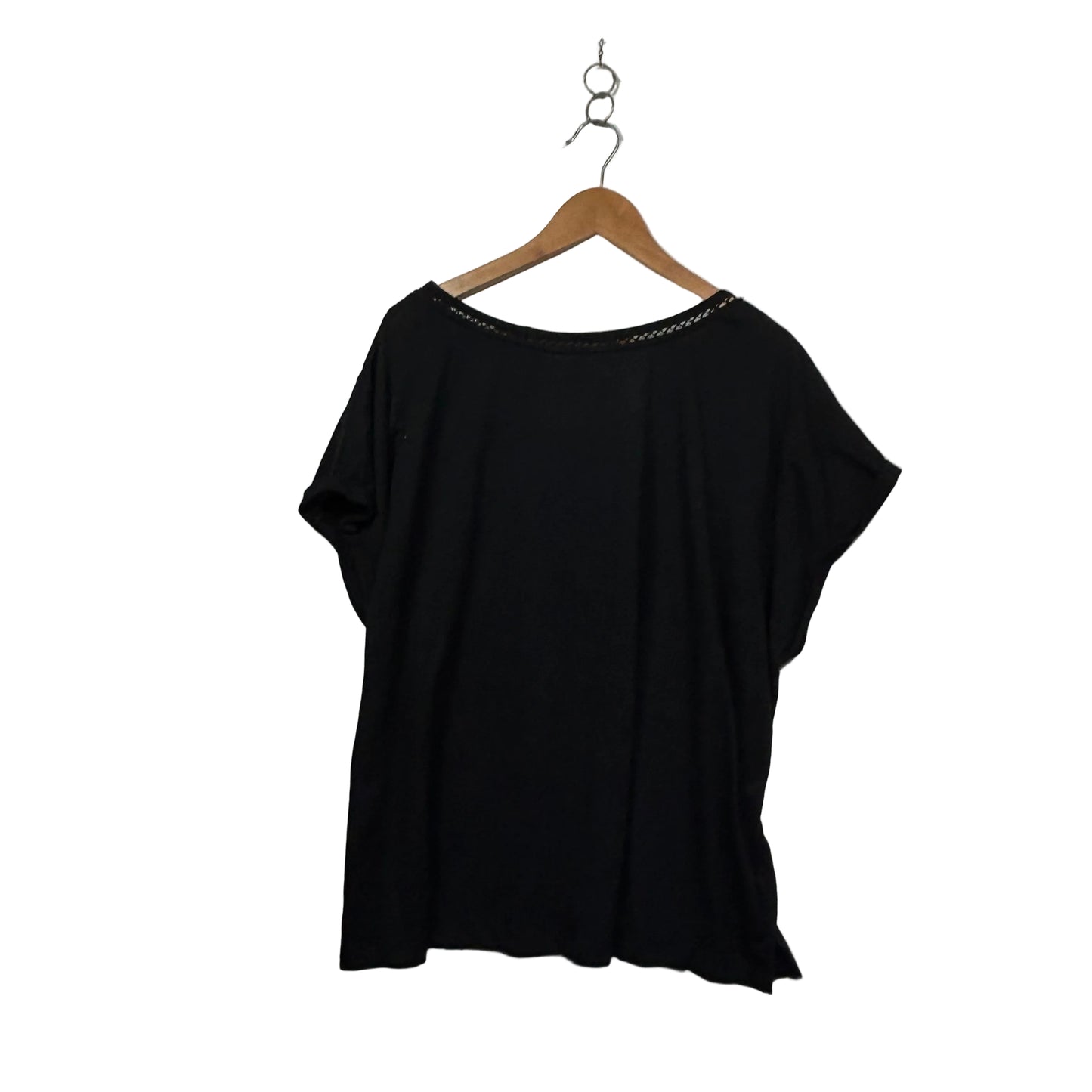 Millers Black T-Shirt with Crochet Neckline Trim -  Size 22
