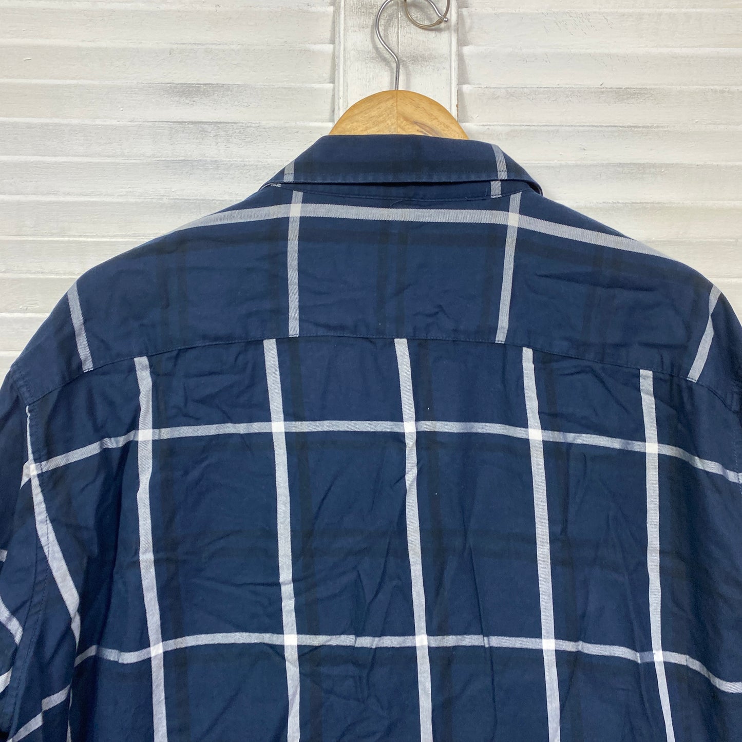 Johnny Bigg Mens Shirt Size 3XL Blue White Check Long Sleeve