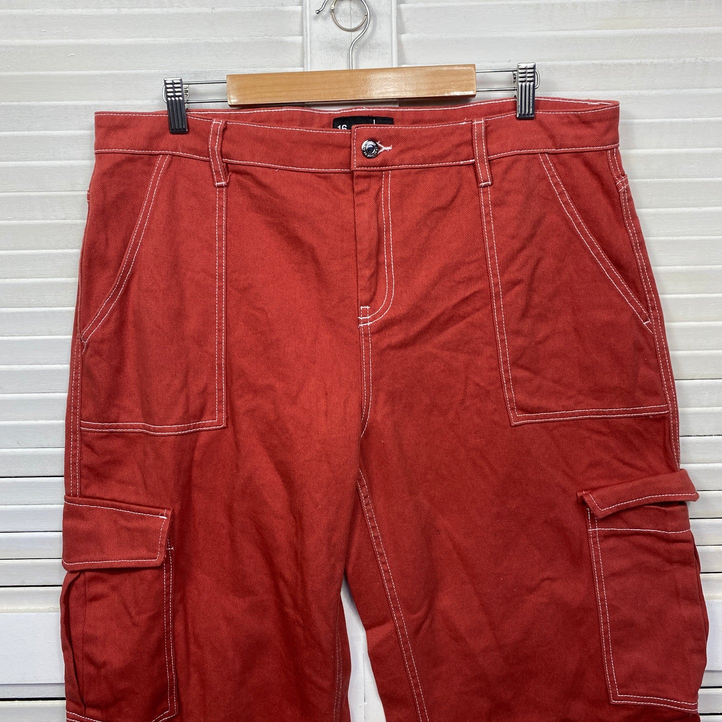 Jay Jays Cargo Jeans Pants Size 16 Red Pockets 100% Cotton