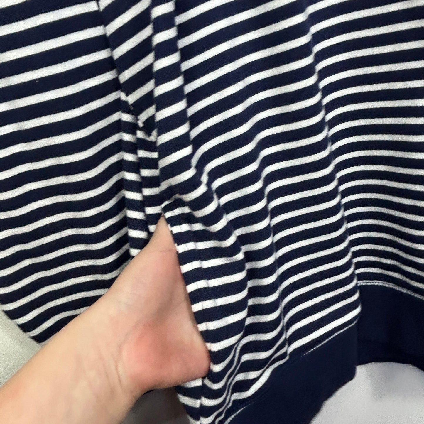 Millers Navy and White Striped Long Sleeve Top - Size 18