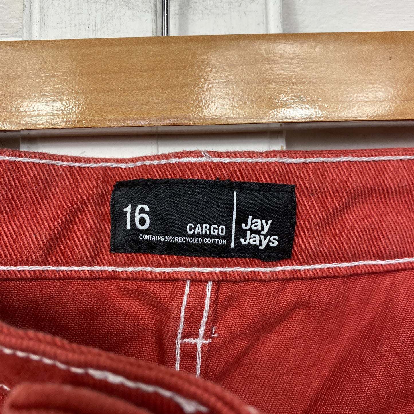 Jay Jays Cargo Jeans Pants Size 16 Red Pockets 100% Cotton