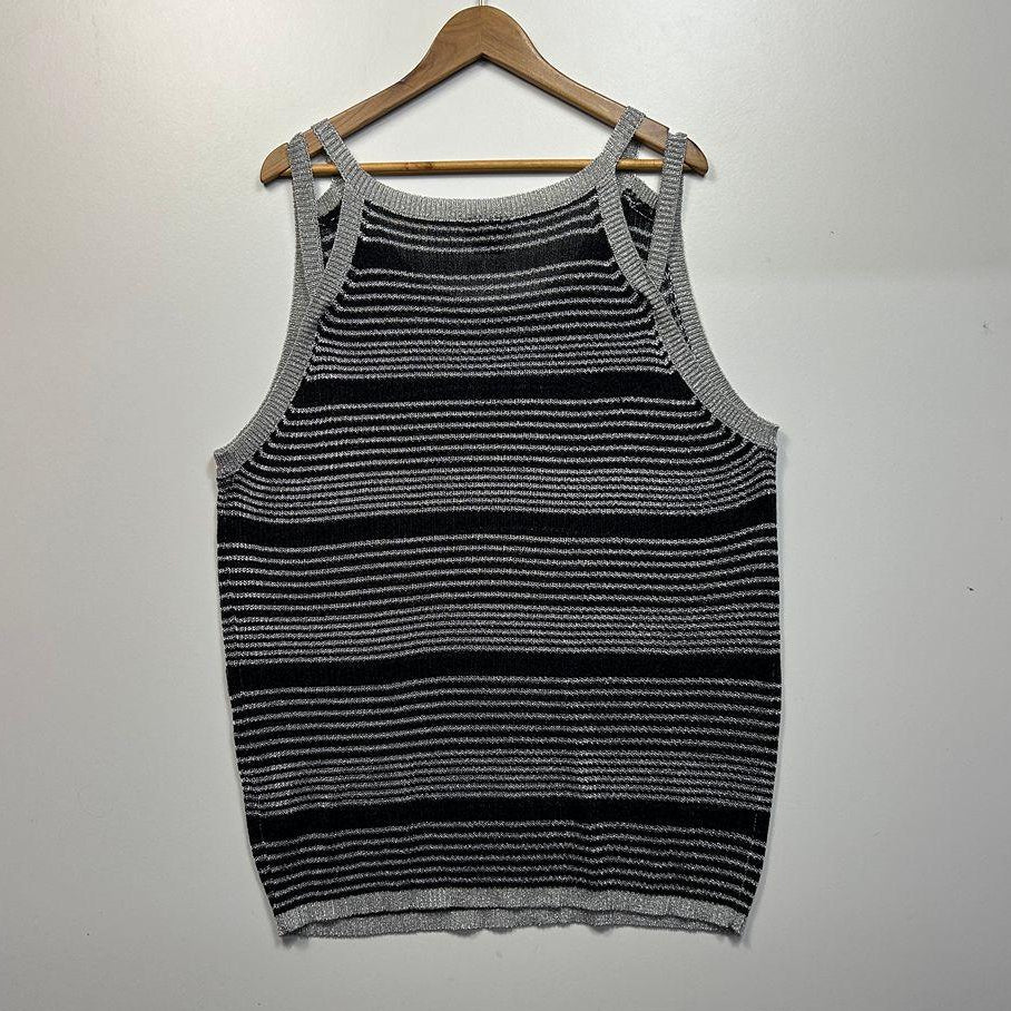 City Chic Grey Metallic Knit Sleeveless Top - Size 22/XL
