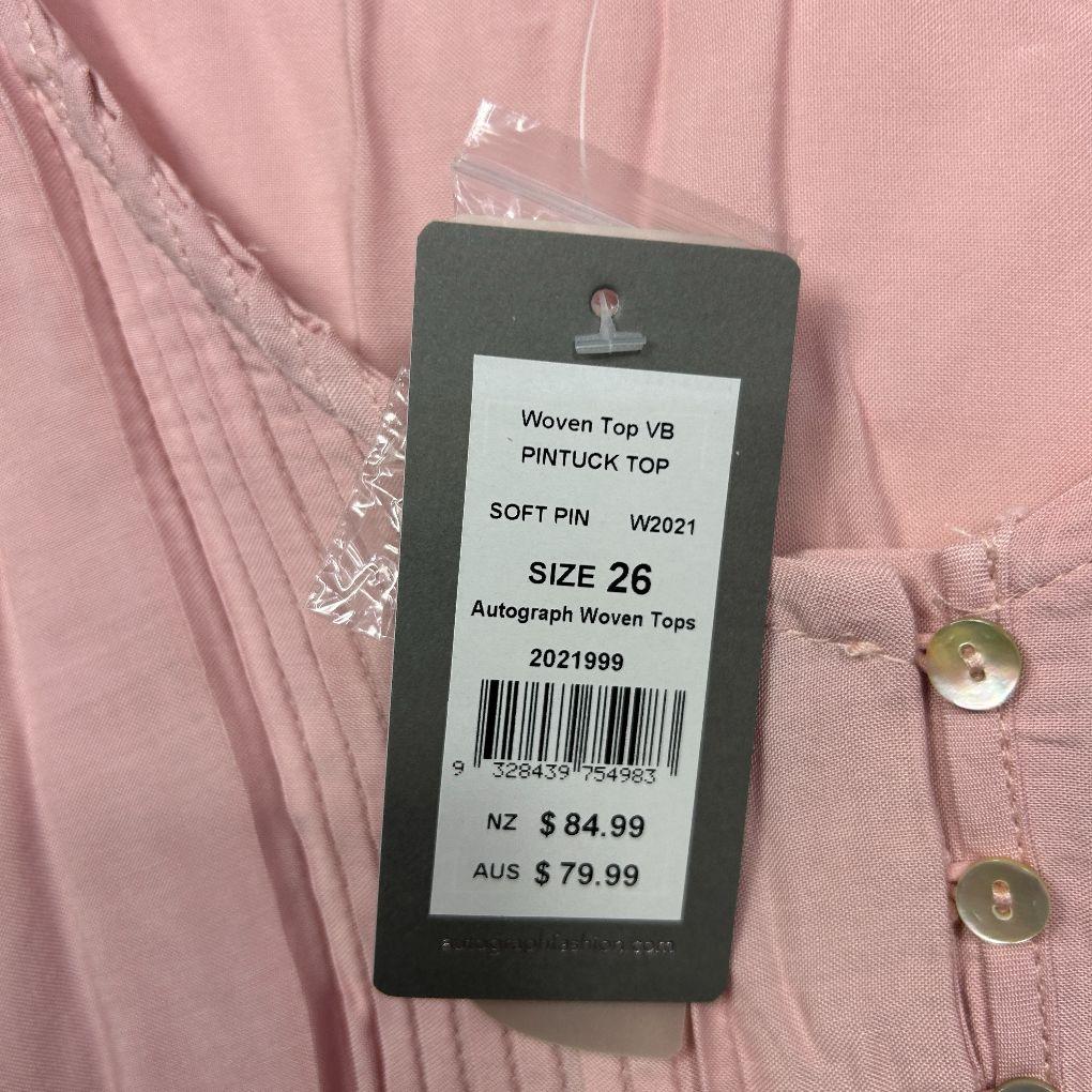 Autograph Pintuck Pink Top - Size 26