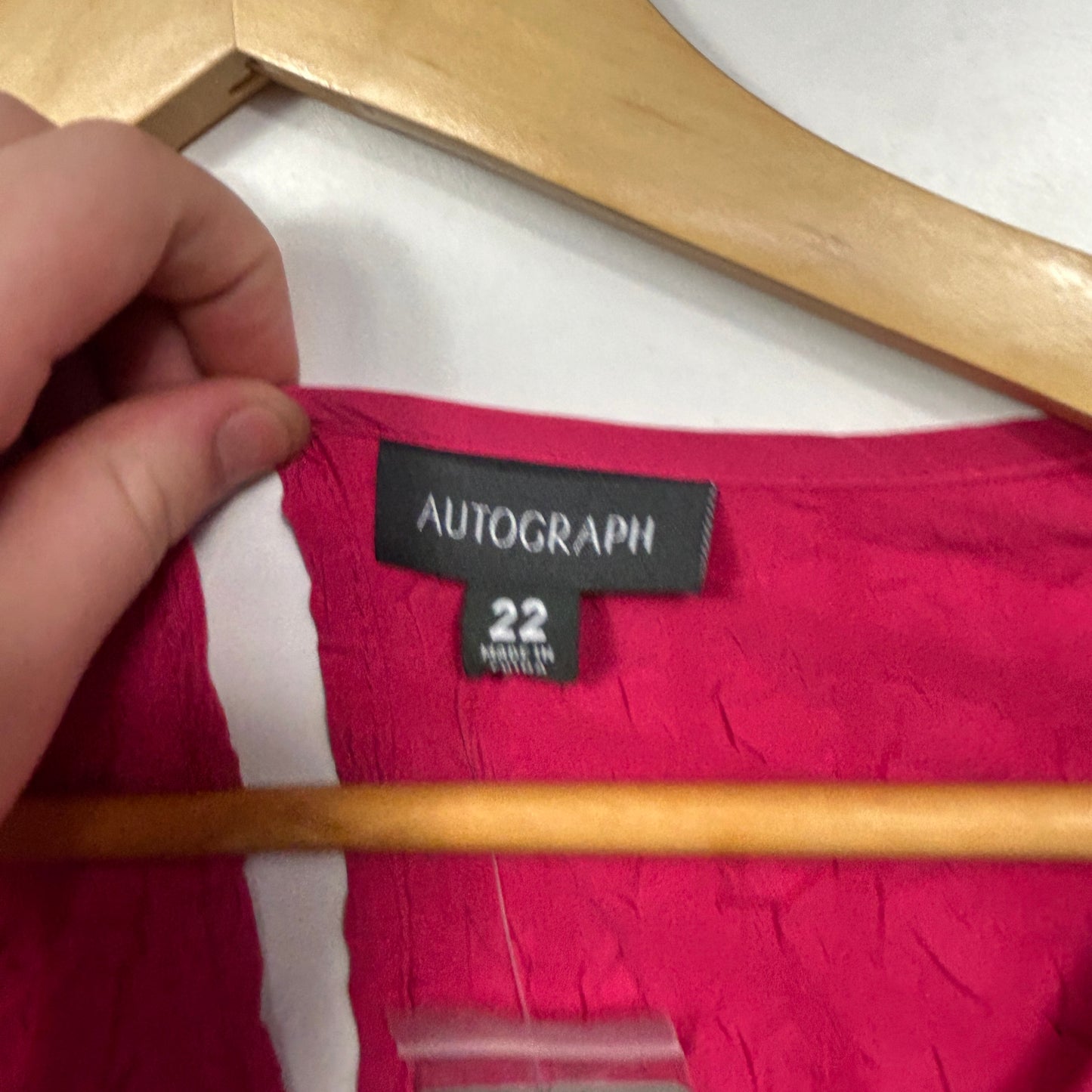 Autograph Pink Textured Top with Ruffle Sleeves - Size 22