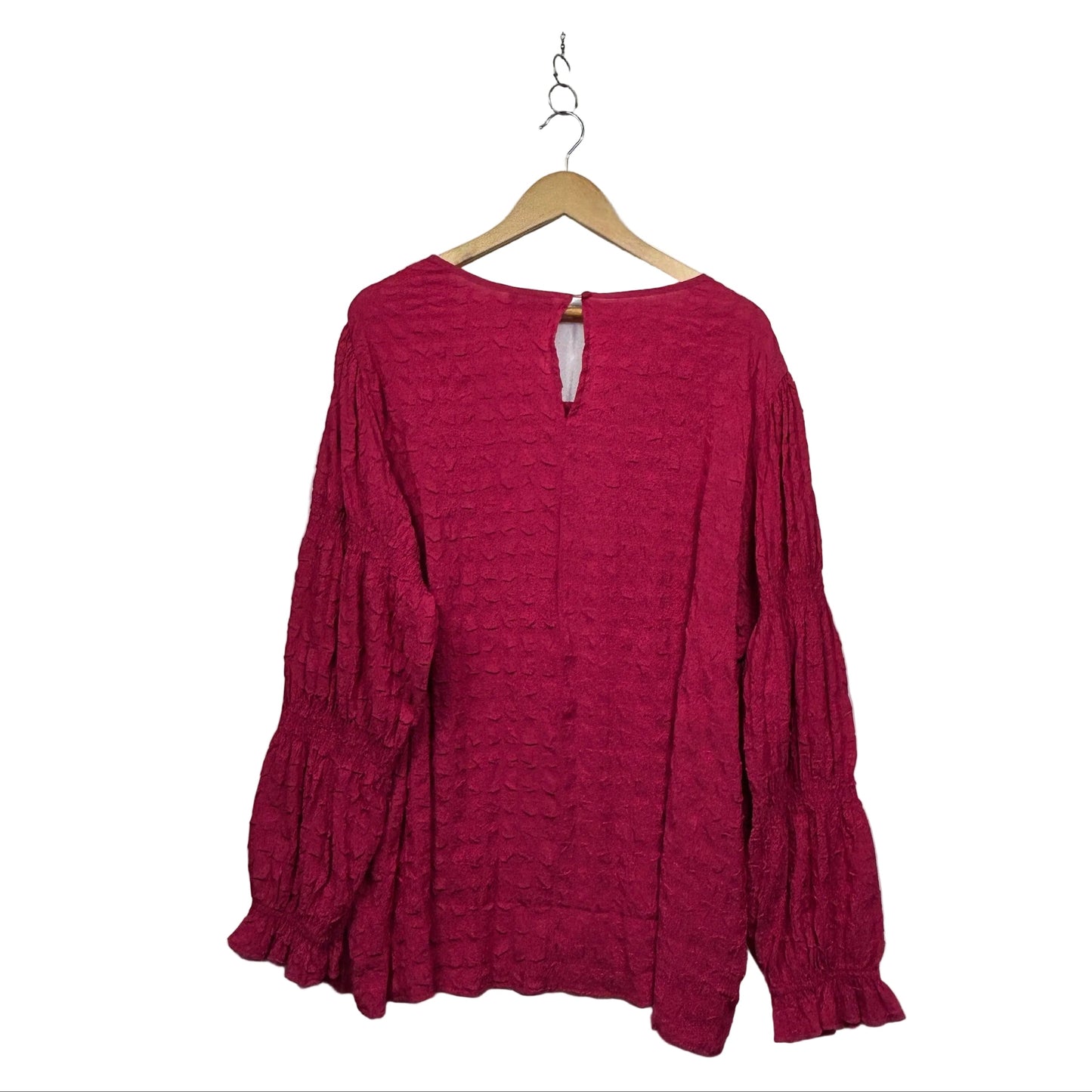 Autograph Pink Textured Top with Ruffle Sleeves - Size 22