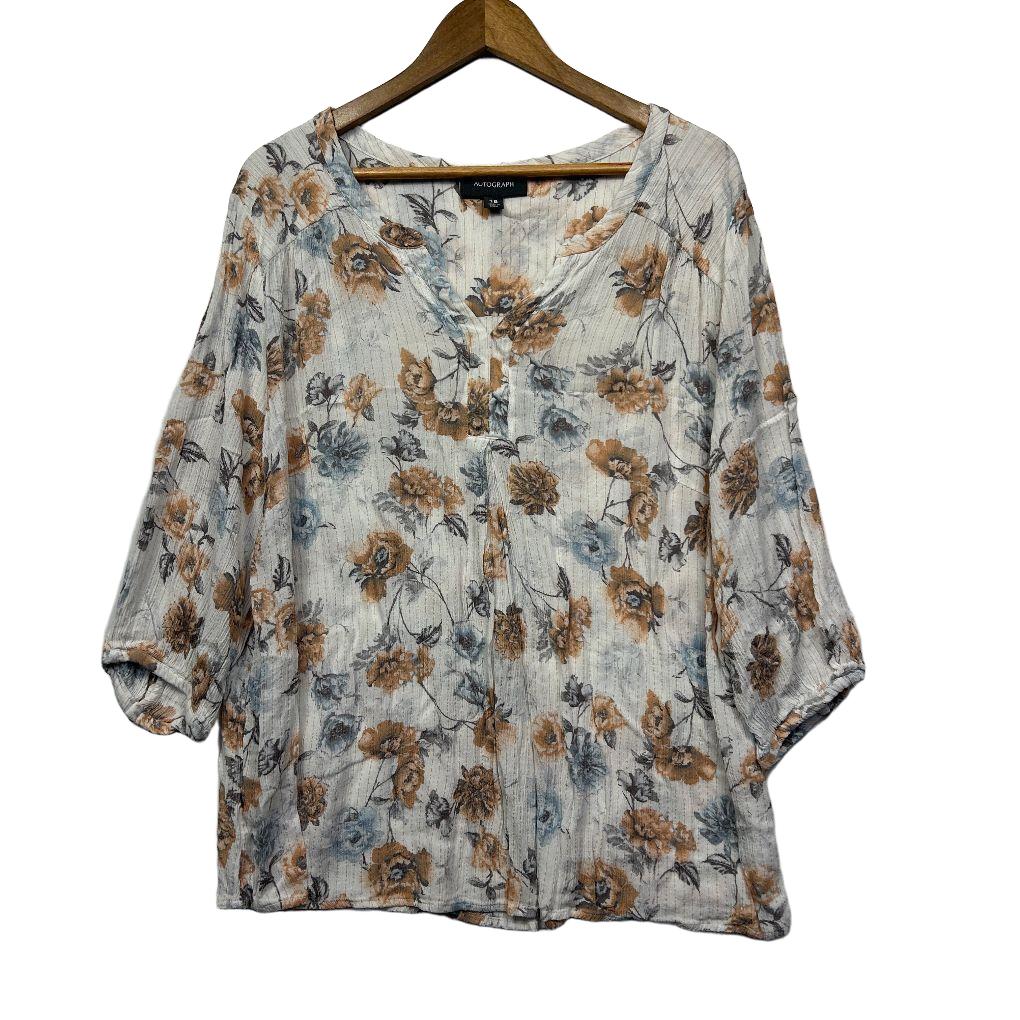 Autograph White Floral Top - Size 18