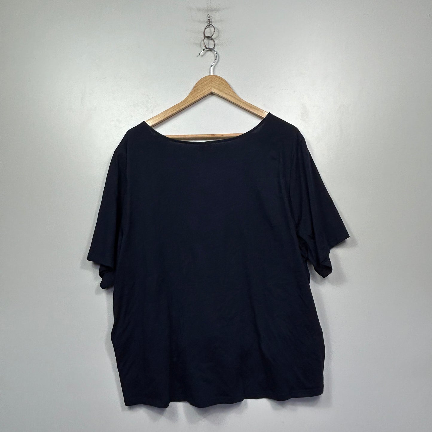 Forever New Navy Blue Button Front Top with Tie Detail - Size 22