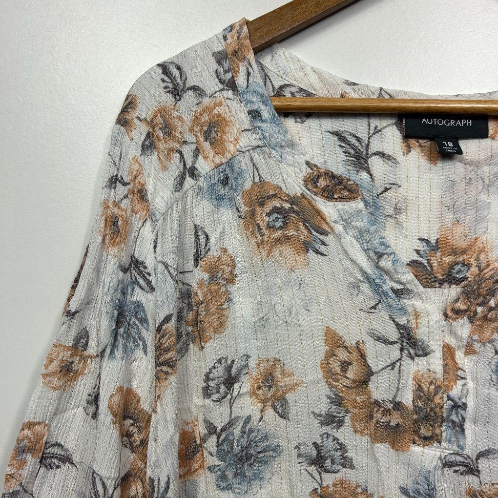 Autograph White Floral Top - Size 18