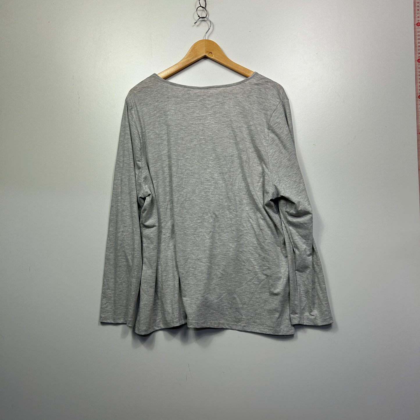 Rivers Grey Marle Long Sleeve Top - Size 22