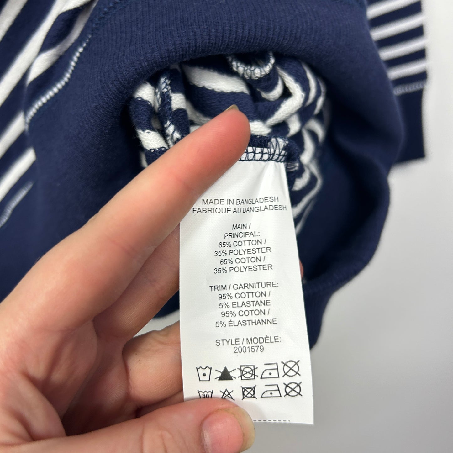 Millers Navy and White Striped Long Sleeve Top - Size 18