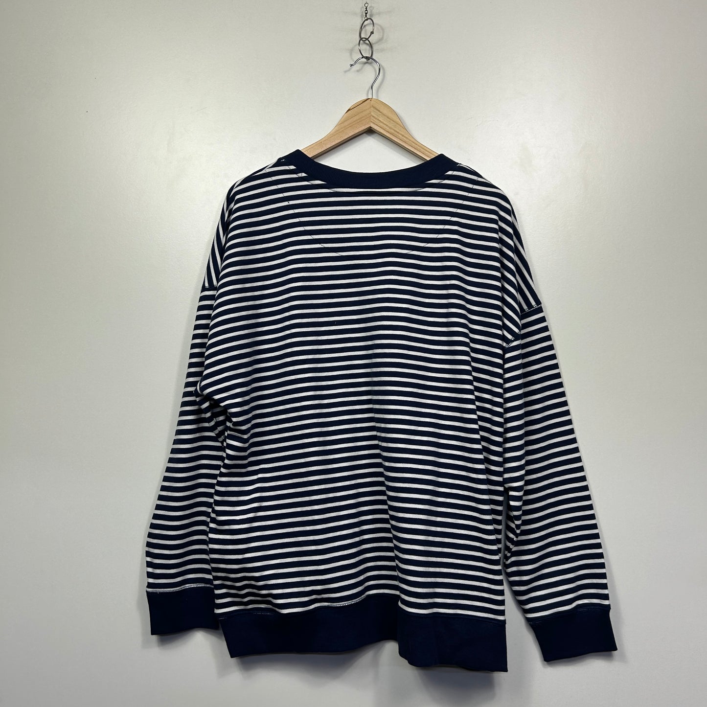 Millers Navy and White Striped Long Sleeve Top - Size 18