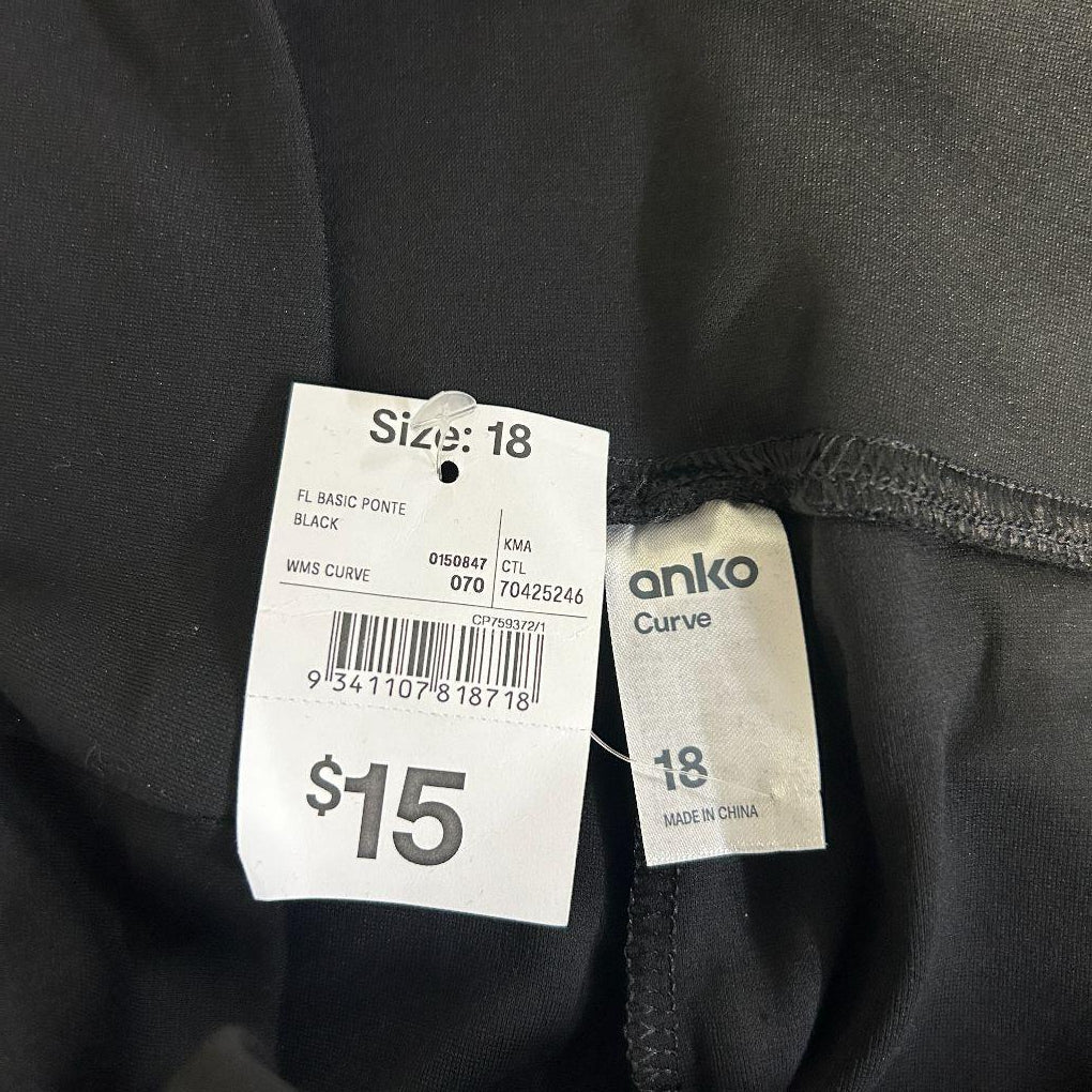 Anko Black Ponte Pants - Size 18