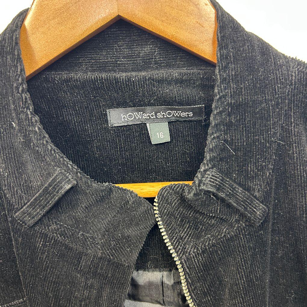Howard Showers Black Corduroy Cotton Jacket - Size 16