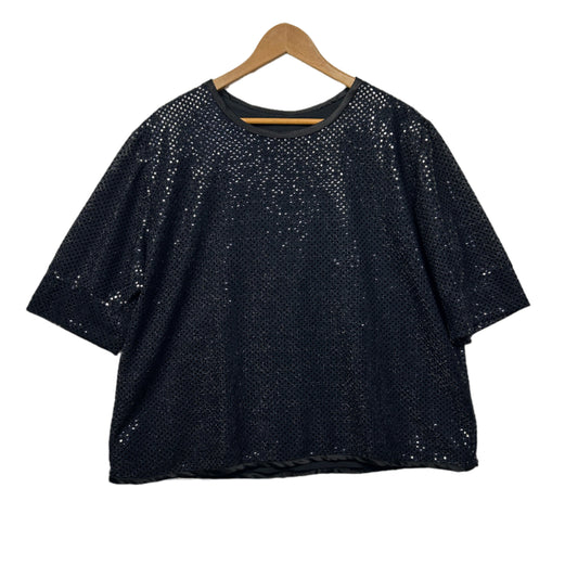 Glimmer Crop Top Size 16 18? Black Short Sleeve