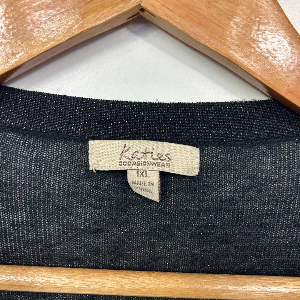 Katies Black Metallic Cardigan - Size 1XL