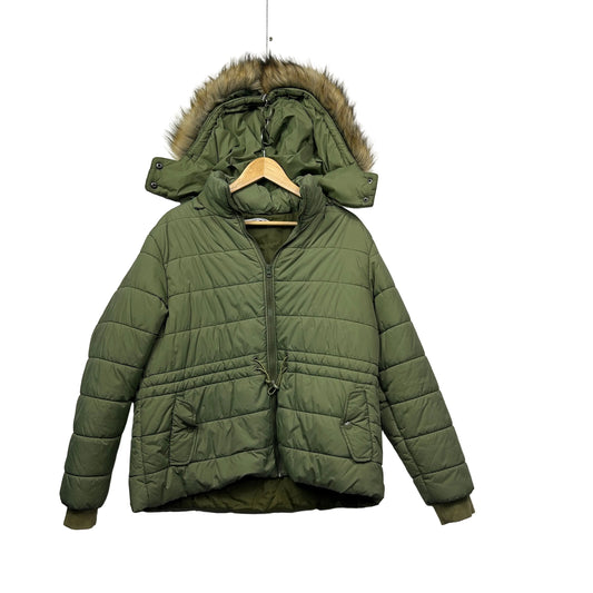 Atmos & Here Green Puffer Jacket with Detachable Hood - Size 16