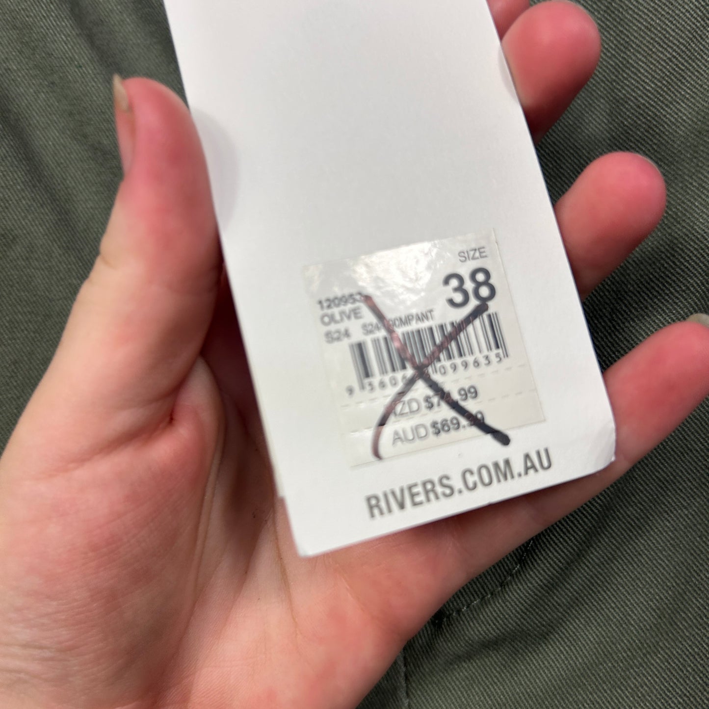 Rivers Olive Green Pants - Size 38