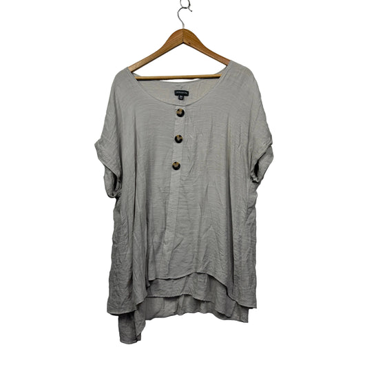 Autograph Silver Grey Short Sleeve Top with Asymmetric Hem - Size 20