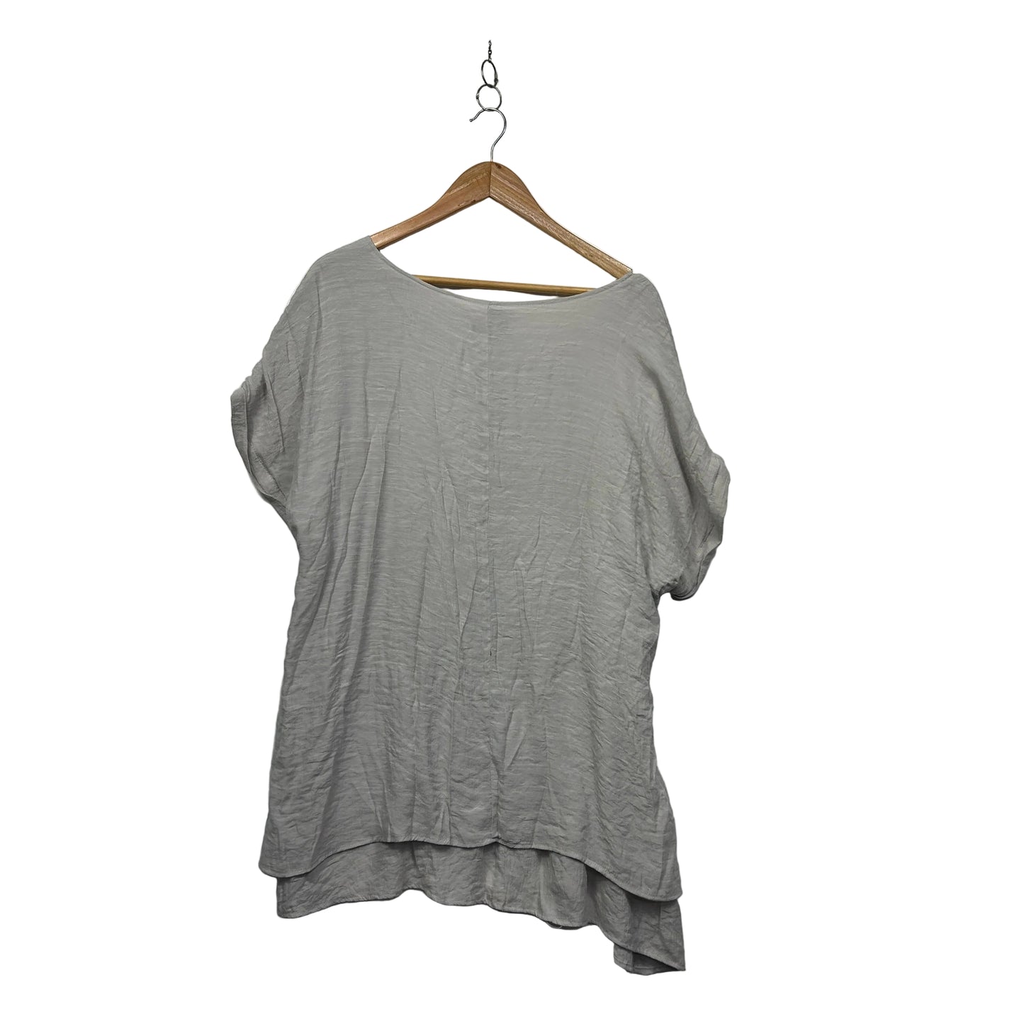 Autograph Silver Grey Short Sleeve Top with Asymmetric Hem - Size 20