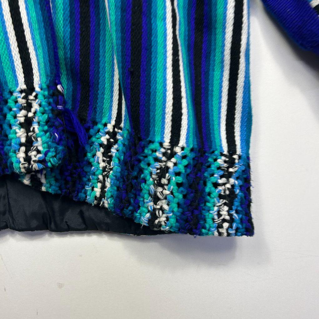 Vintage Blue Aqua Stripe Knit Jacket - Size 14/16