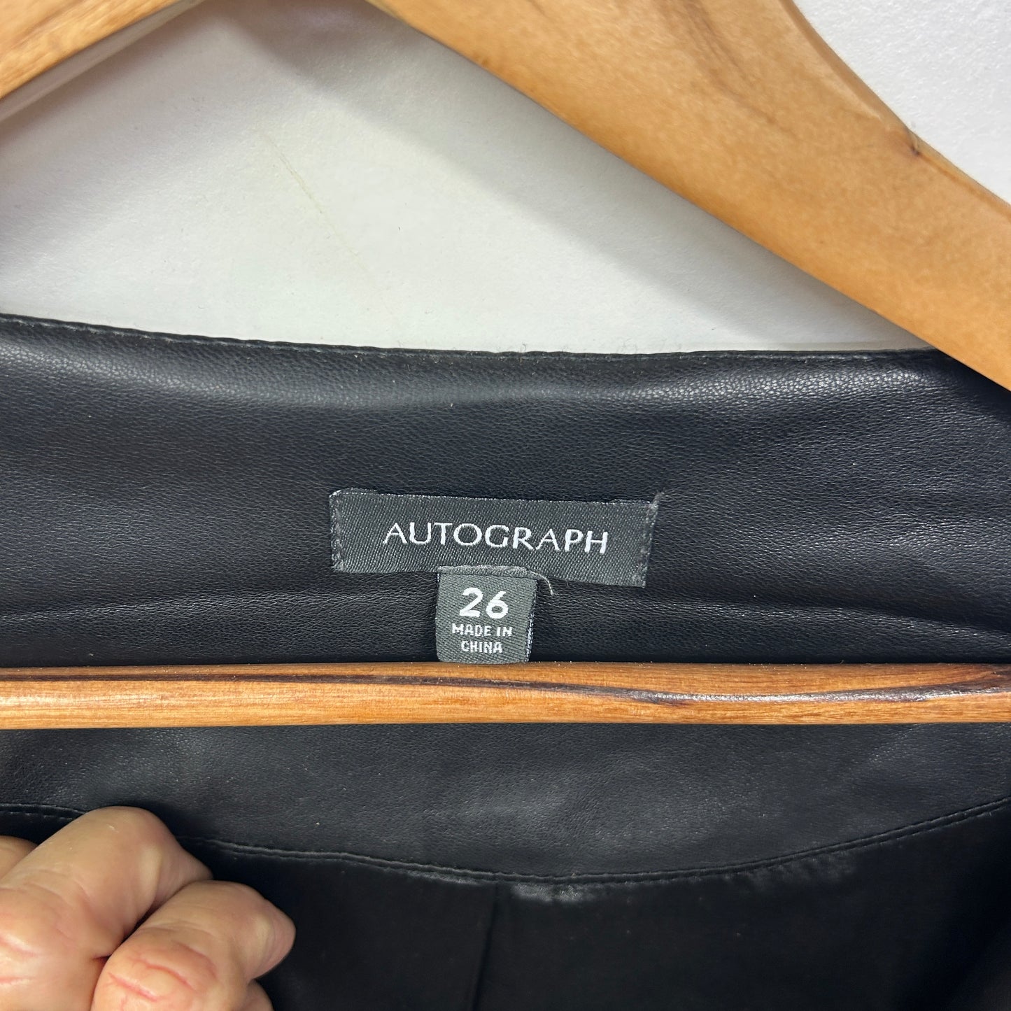 Autograph Black Faux Leather Jacket - Size 26