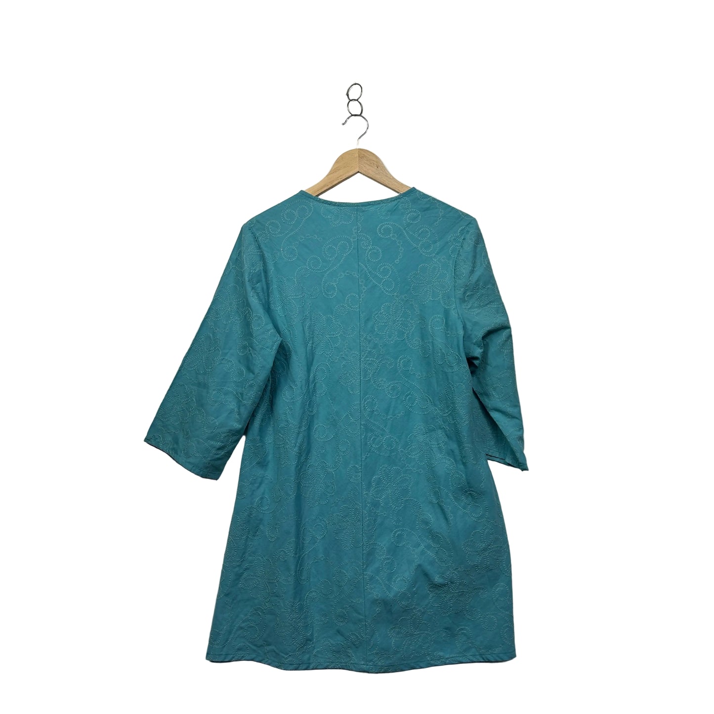 Taking Shape Teal Embroidered 3/4 Sleeve Tunic Top - Size 16