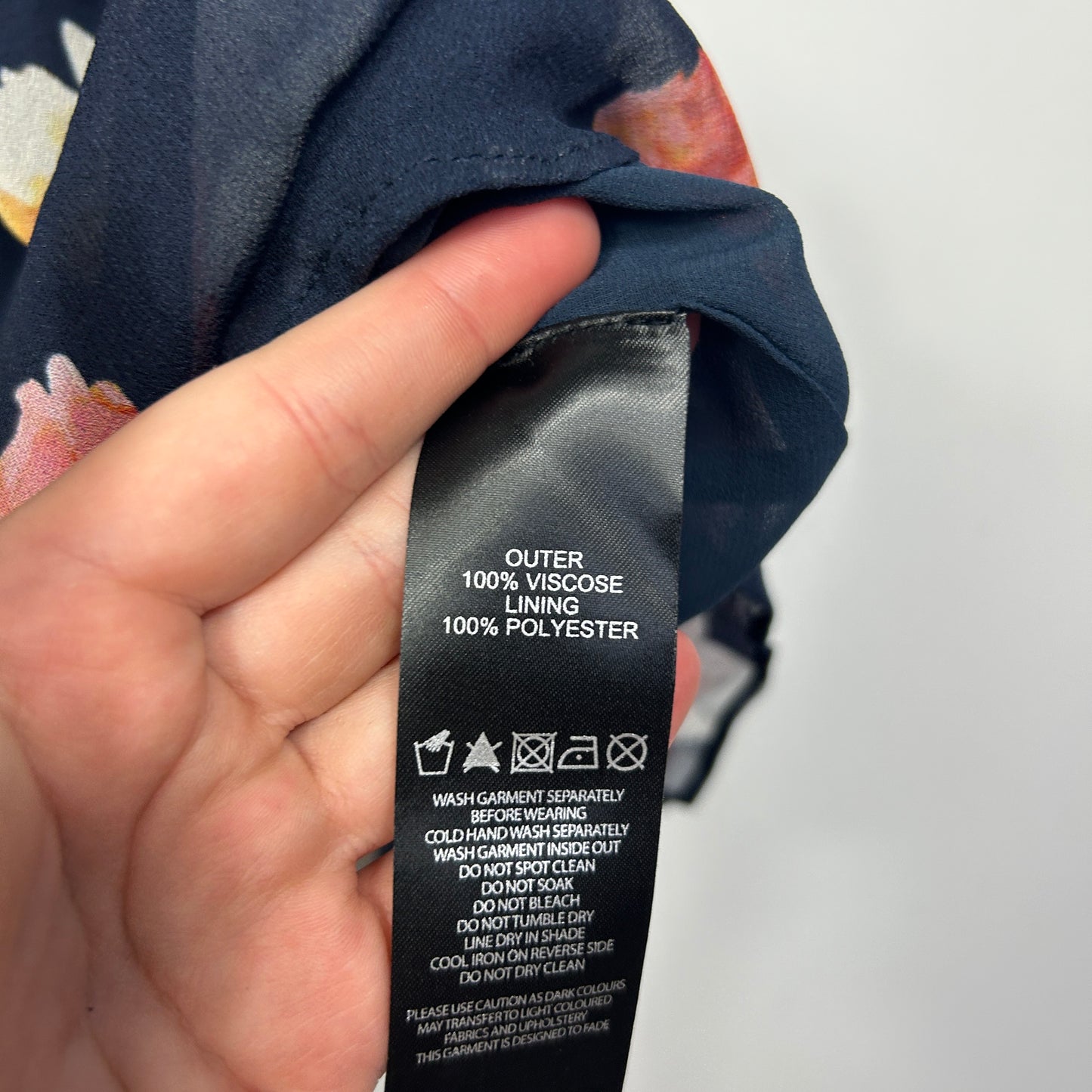 Forever New Navy Floral Cold Shoulder Top with Ruffle Sleeves - Size 14