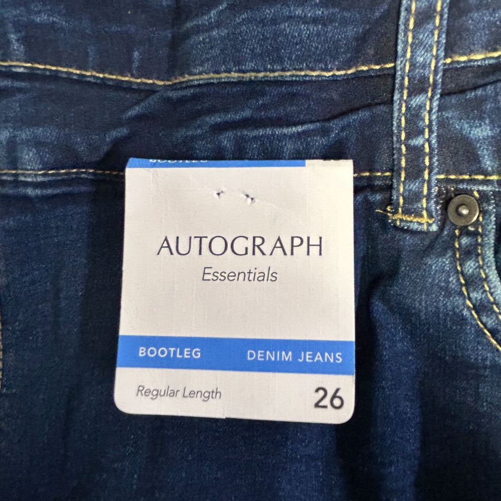 Autograph Dark Blue Cotton Bootcut Jeans - Size 26