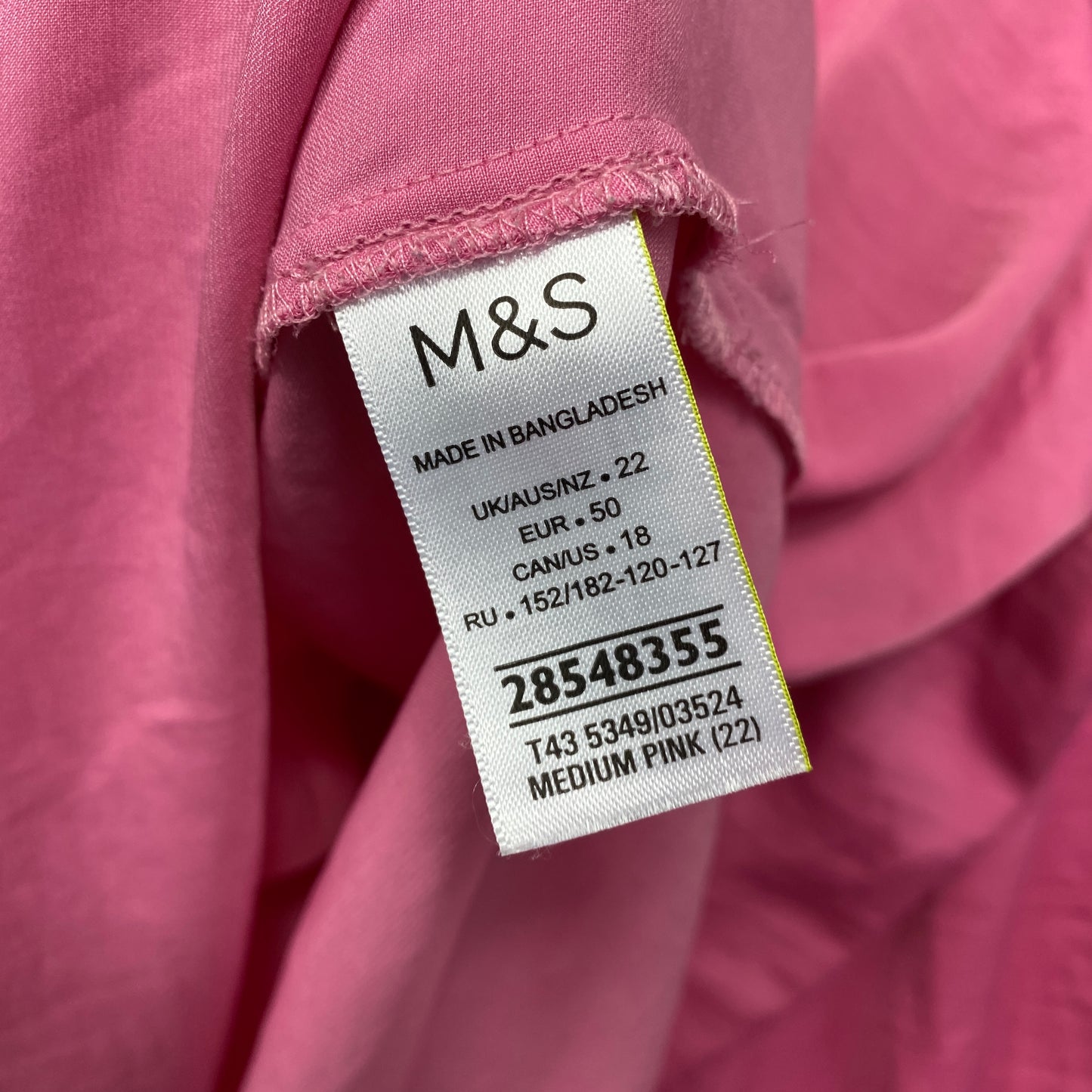 Marks & Spencer Top Size 22 Plus Pink Long Sleeve