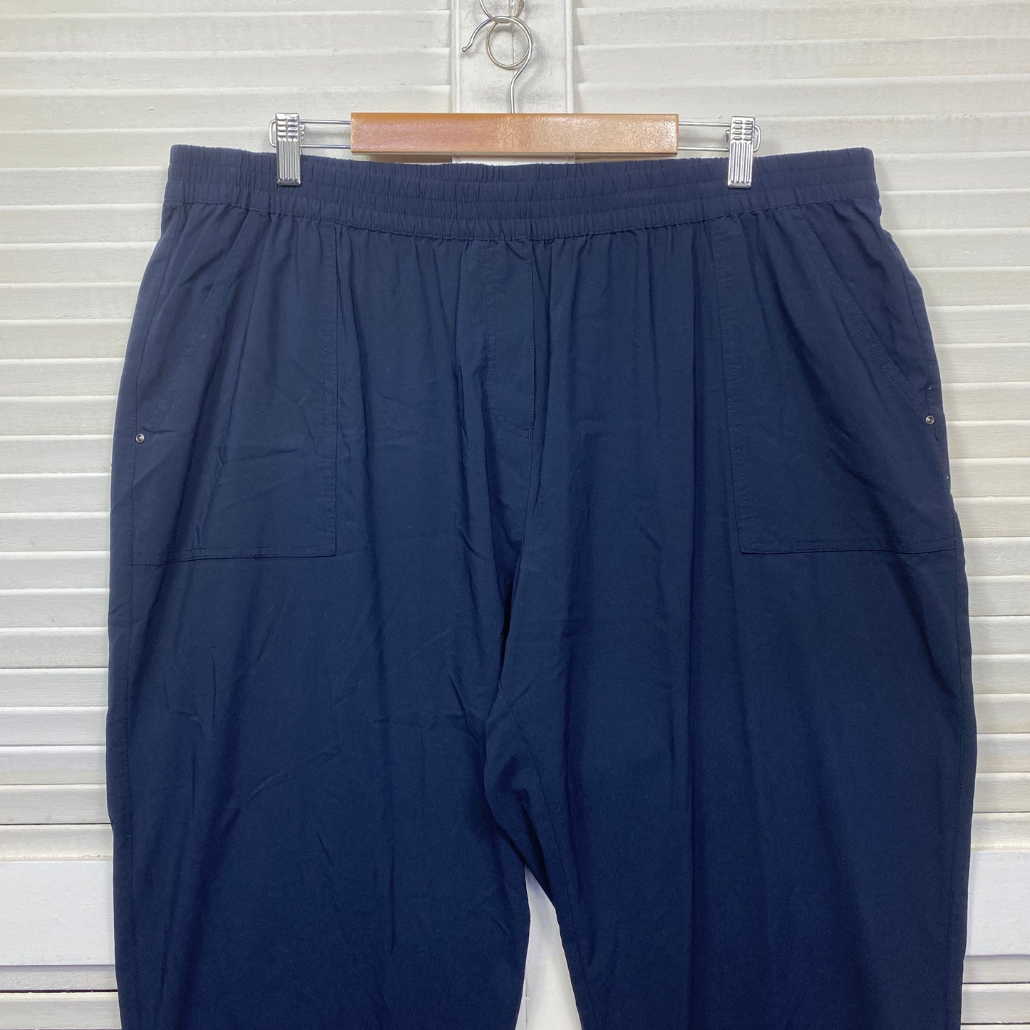 Virtuelle Cropped Pants Size 22 Plus Blue Pockets Elastic Waist