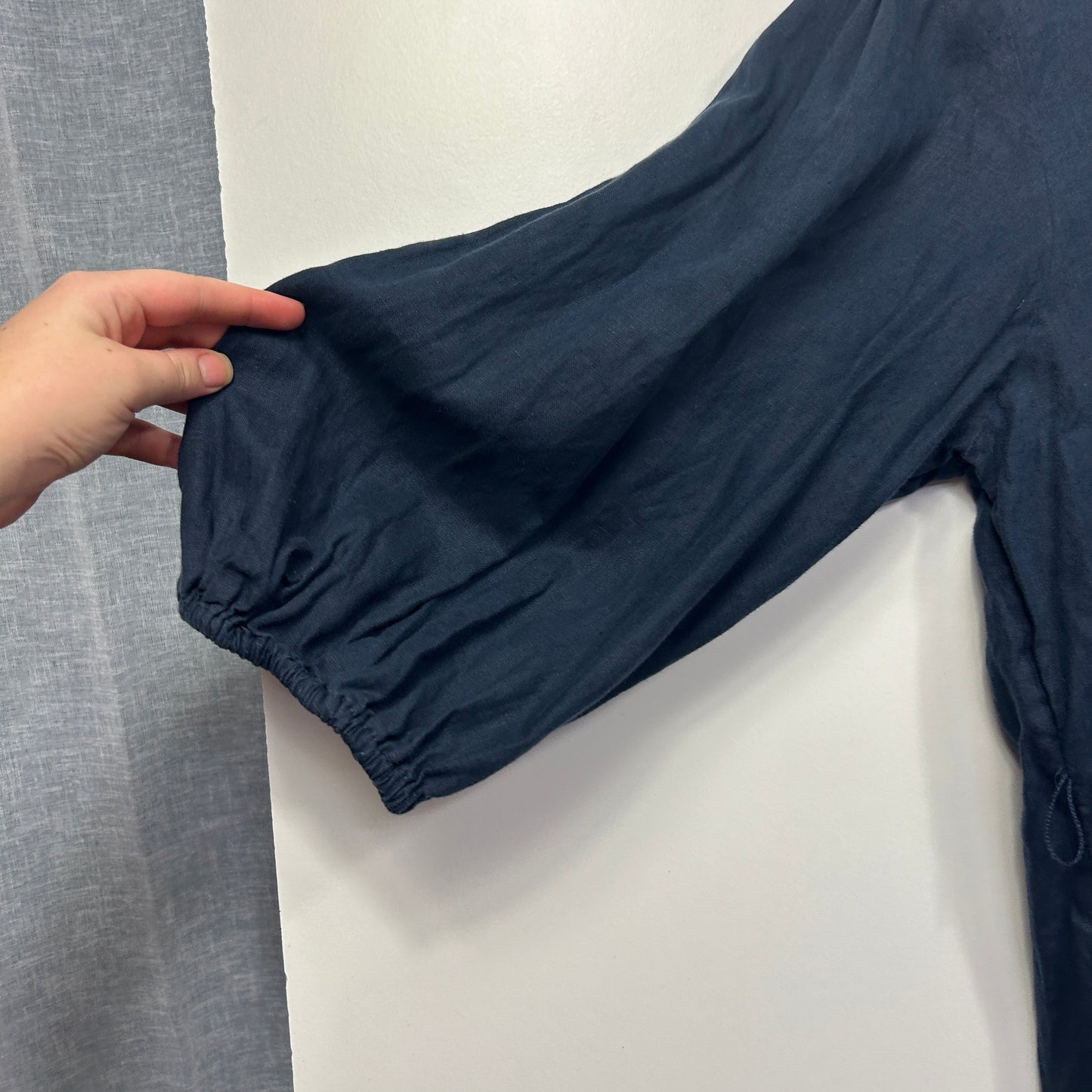 Target Linen Navy Linen Shirt Dress with 3/4 Sleeves - Size 18