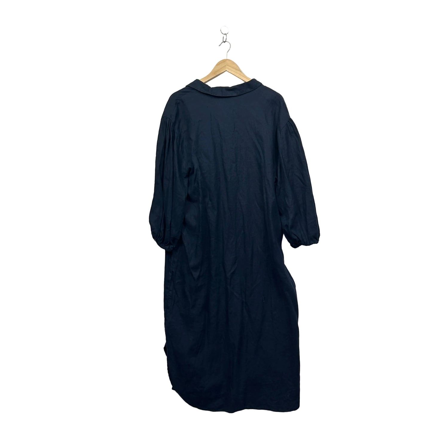 Target Linen Navy Linen Shirt Dress with 3/4 Sleeves - Size 18