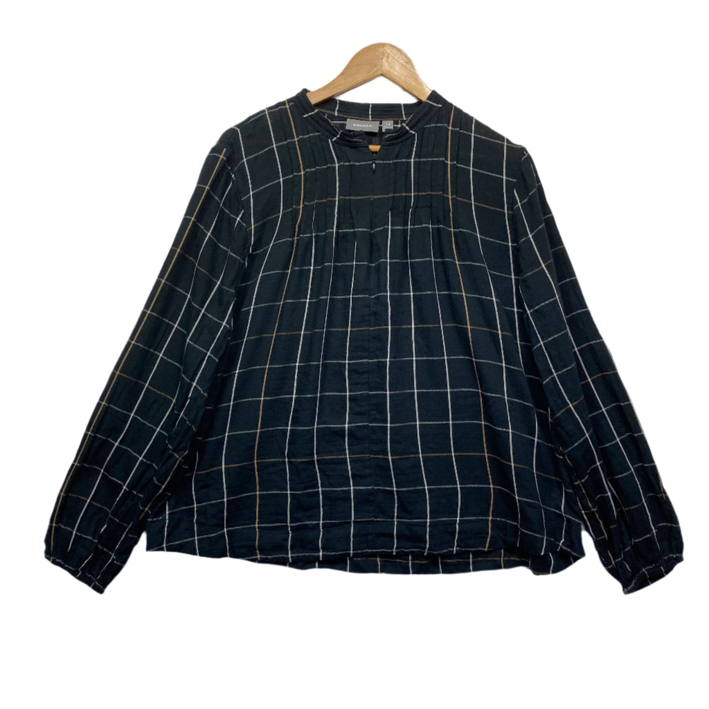 Sussan Top Size 14 Long Sleeve Black Check