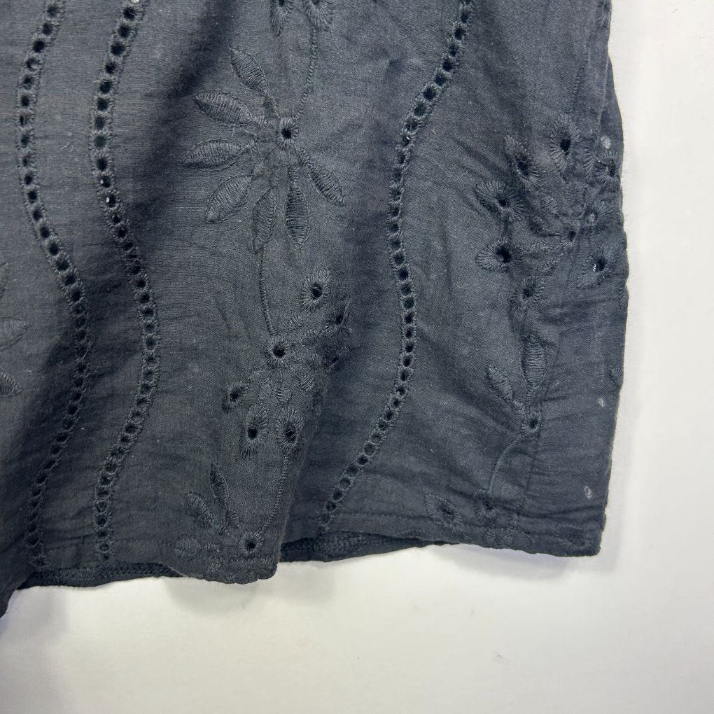 Shein Black Eyelet Embroidered Top - Size XL