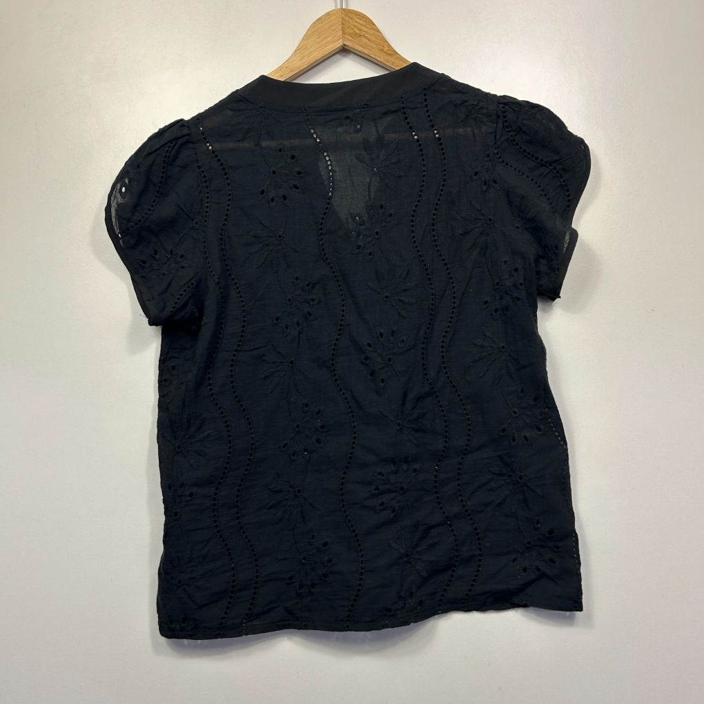 Shein Black Eyelet Embroidered Top - Size XL