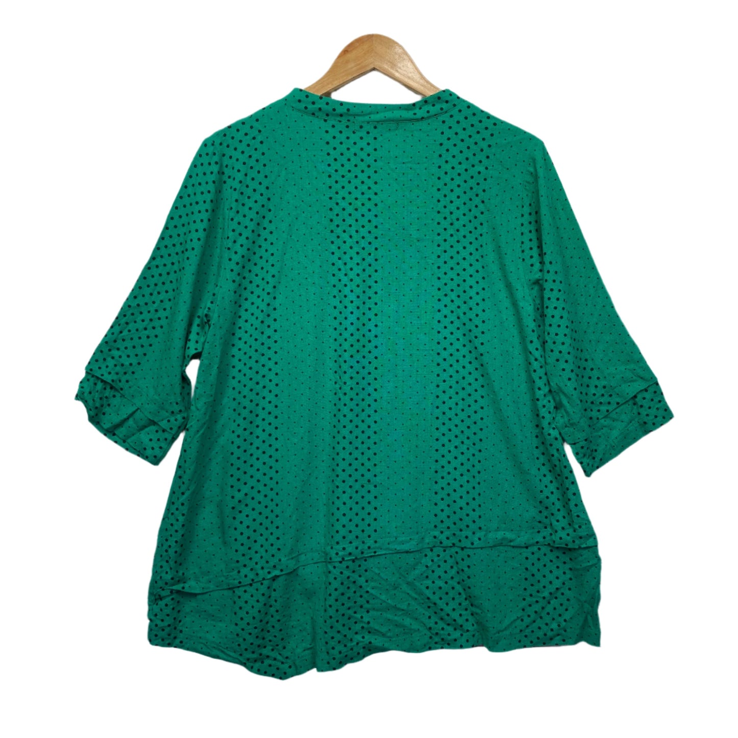 Ruby Rain Tunic Top Size 14 Short Sleeve Green Linen Blend