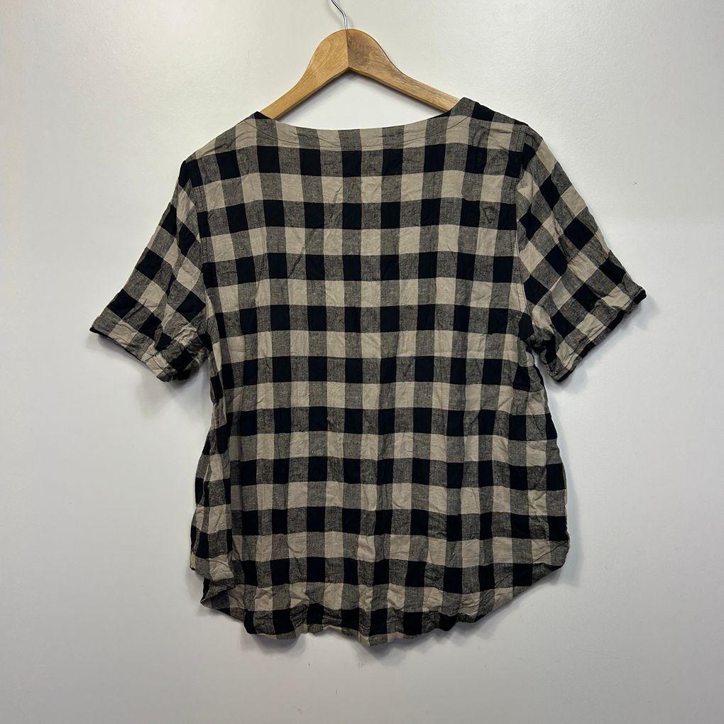 Regatta Beige Check Linen Top - Size 16