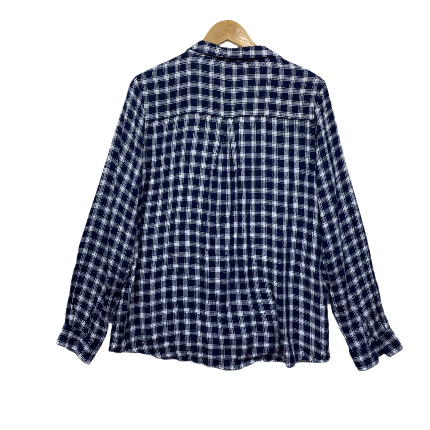 & Me Top Size 16 Long Sleeve Check Blue White