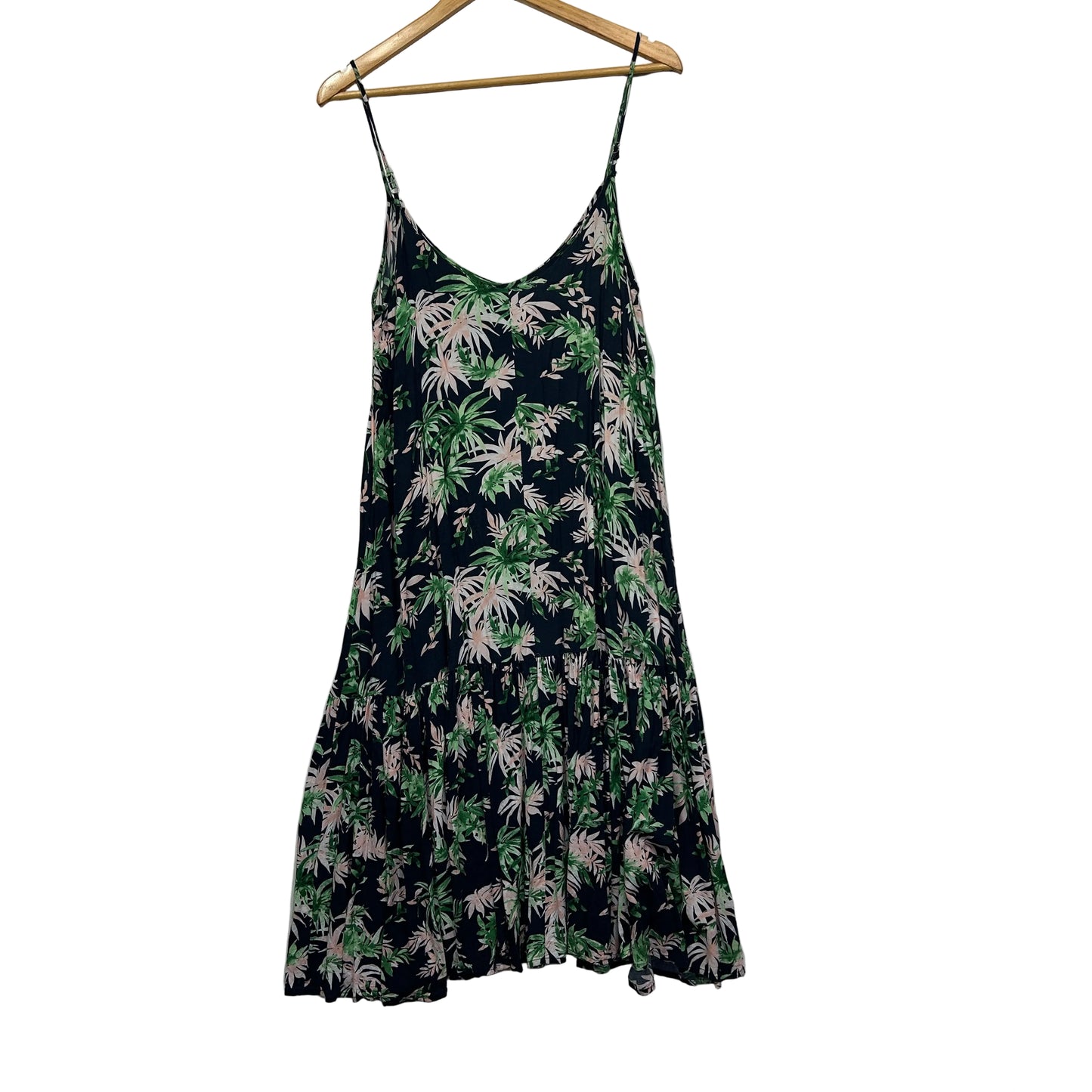 Haven Navy Green and Pink Tropical Print Dress - Size 14