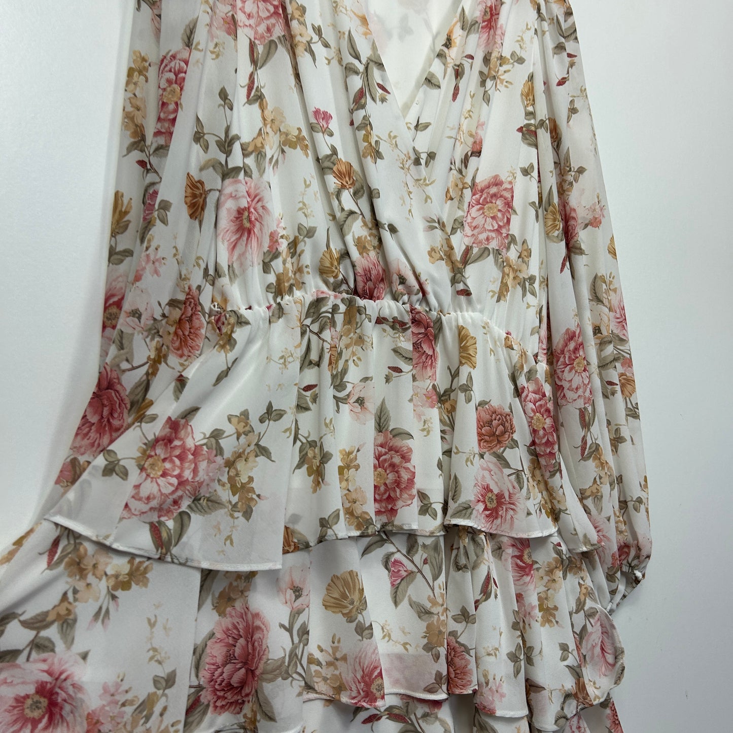 Forever New Cream Floral Tiered Dress - Size 12